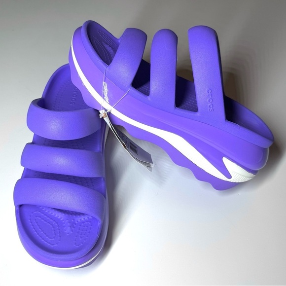 CROCS Shoes - Crocs Unisex Sandals Mega Crush Triple Strap Sandal Purple / White Size- 7